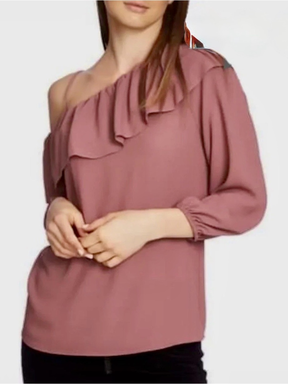 1.State One-Shoulder Ruffle Blouse - Rose